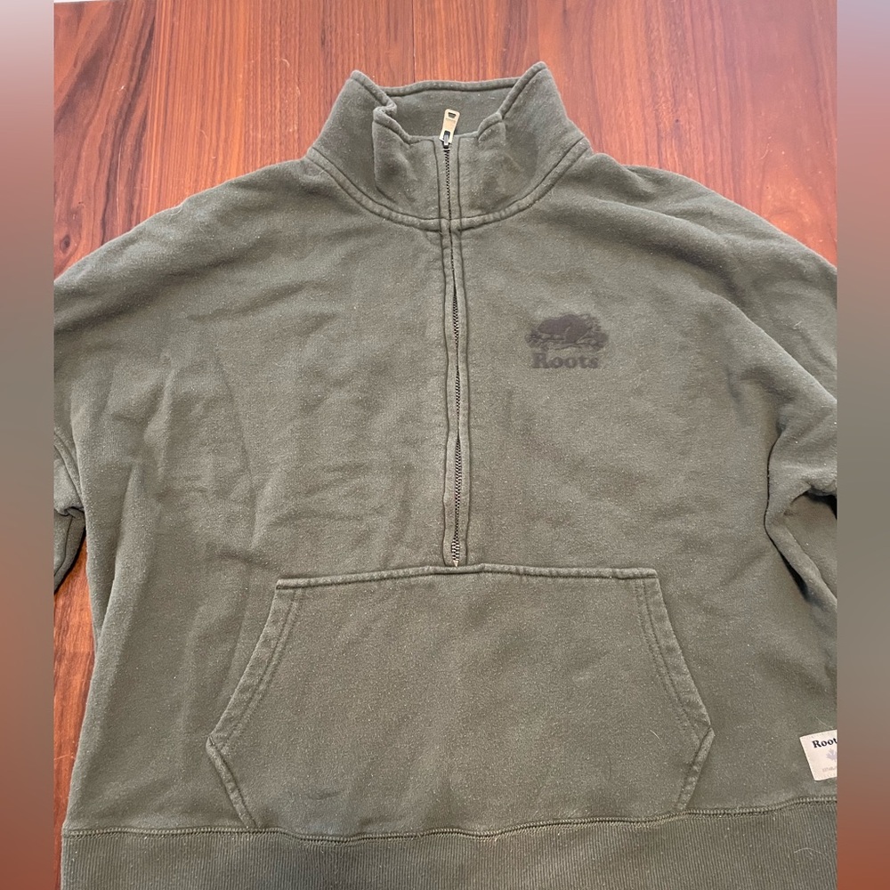 Roots 3 quarter zip cropped sweatshirt